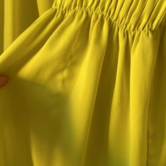 Lisa Says Gah XS Agatha Smocked Dress Long Sleeve Cocktail Chartreuse - Picture 5 of 6